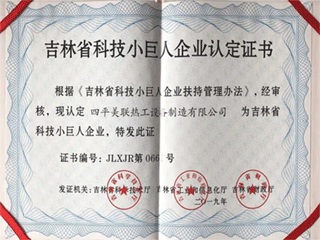 吉林省科技小巨人企业认定证书